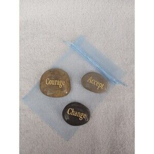 Inspirational Word Stones Polished Rocks Set Of 3 - Change Accept Courage